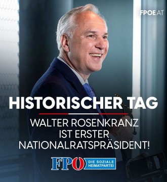 🇦🇹Dr. Walter Rosenkranz wurde heute zum ersten Nationalratspräsidenten gewählt!