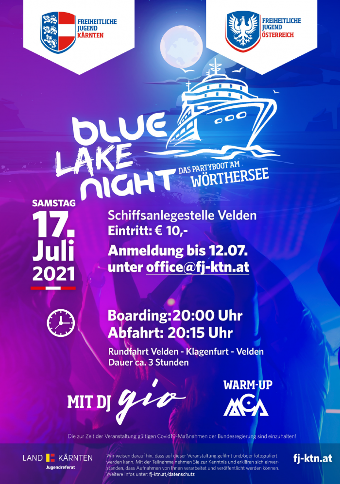 "Blue Lake Night" am Partyboot der Freiheitlichen Jugend