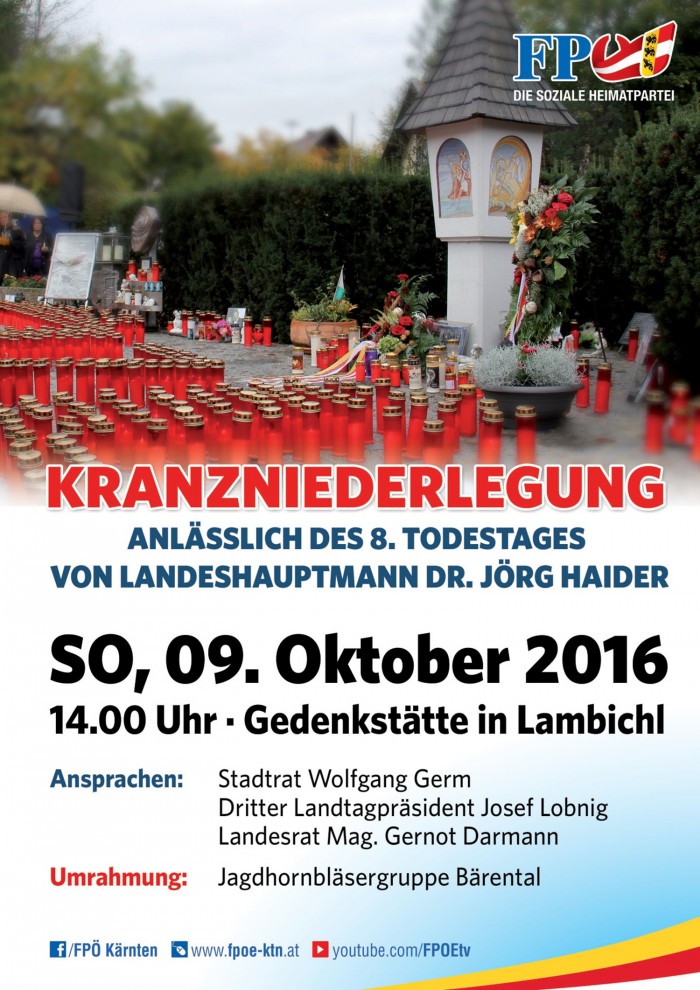 Kranzniederlegung zum 8. Todestag von Landeshauptmann Dr. Jörg Haider