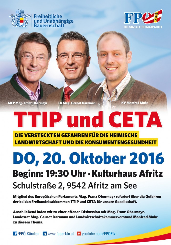 TTIP und CETA - Die versteckten Gefahren für die heimische Landwirtschaft und die Konsumentengesundheit