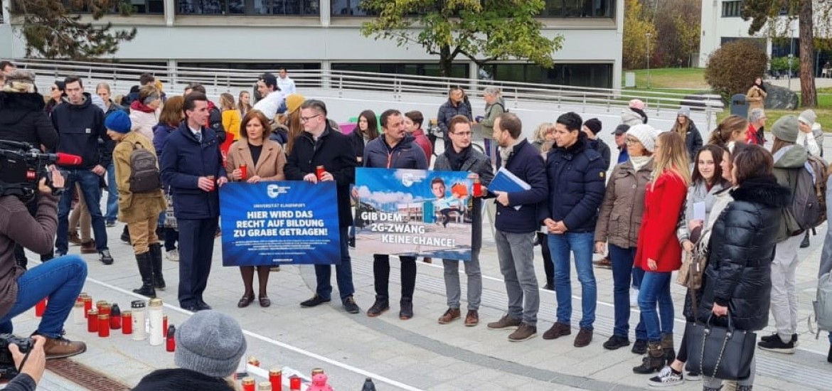 Stiller Protest gegen 2G-Zwang an der Uni Klagenfurt